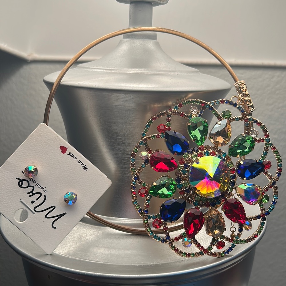 NWT Miro Crystal Choker & Earring Necklace Fashion Jewelry Set